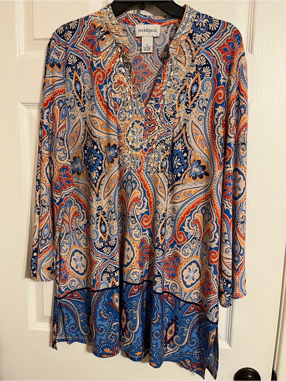 Peck & Peck Multicolor Paisley V-Neck Tunic